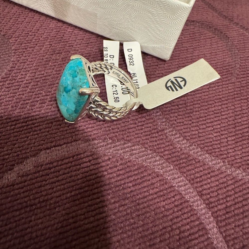 Effy Blue and Silver Turquoise Ring Modern Design - Picture 2 of 2